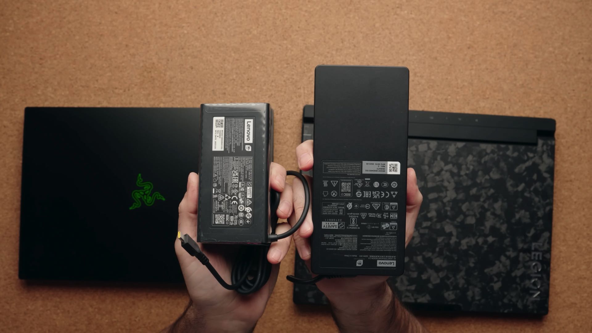 Compare Lenovo Legion main and secondary charger