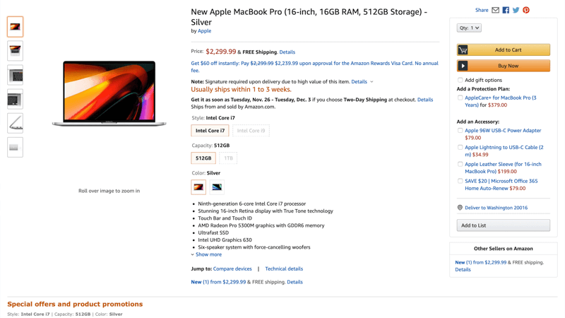 2019 16-inch MacBook Pro Price