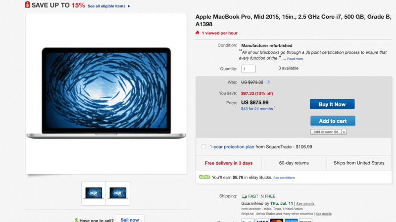 Mid 2015 Retina MacBook Pro 15-inch
